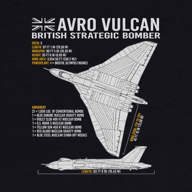 Vulcan Bomber UK Jet Aircraft RAF Airplane Plane Blueprint by BeesTeez